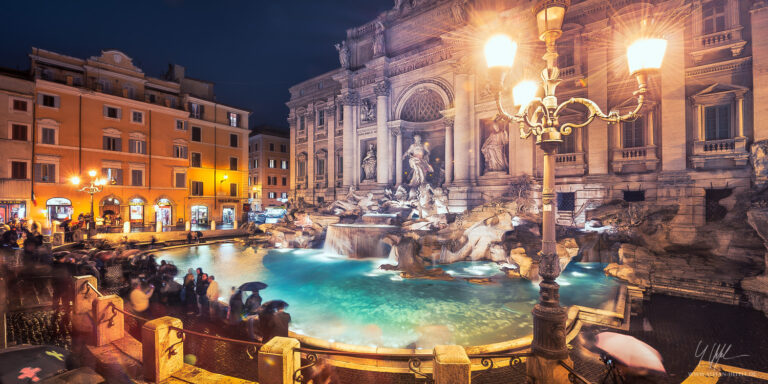 The fountain Fontana di Trivi - Trevi Fountain - in Rome in the beautiful light