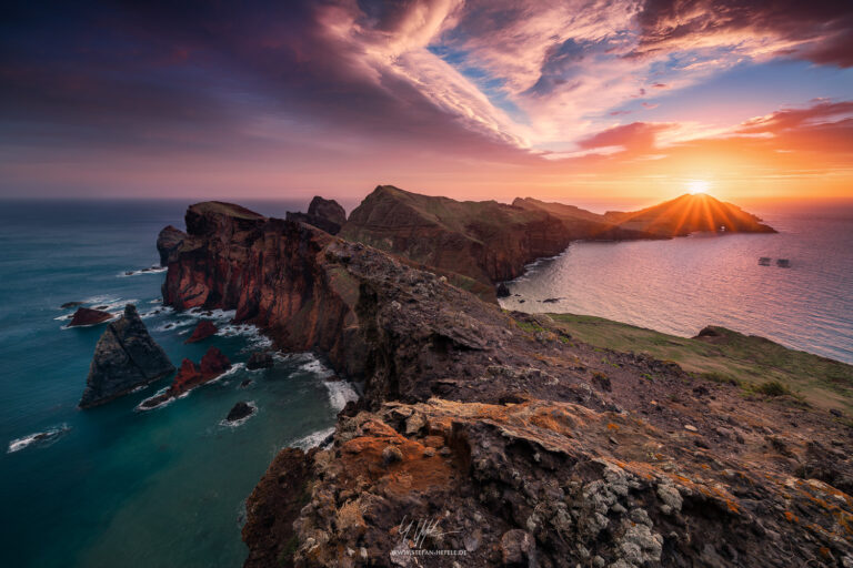Ponta Sao Laurenco - Peninsula in Madeira in the colourful sunrise