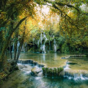La Cascade des Tufs in the French Jura in autumn in a magical mood