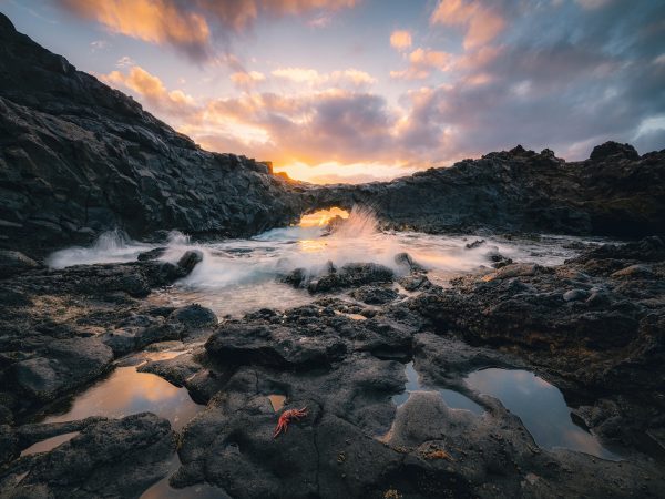 Natural Bridge at sunrise on the east side of Lanzarote