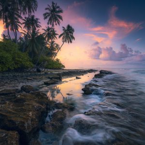 Magical, mystical light over a tropical island in the Maldives