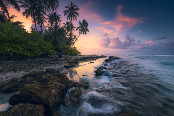 Magical, mystical light over a tropical island in the Maldives