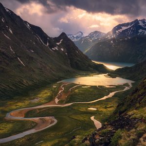 View from Knutsho towards Jotunheimen National Park in Norway