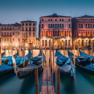Gondolas in atmospheric Venice on the Grand Canal